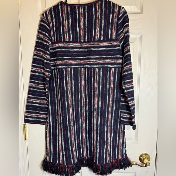 BCBGMaxazria Kathy‎ Striped Boucle Fringe Sweater Dress Size Medium - Picture 3 of 12
